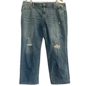 a.n.a Boyfriend Jeans Distressed Medium Wash Plus Size 16W Relaxed Fit Denim
